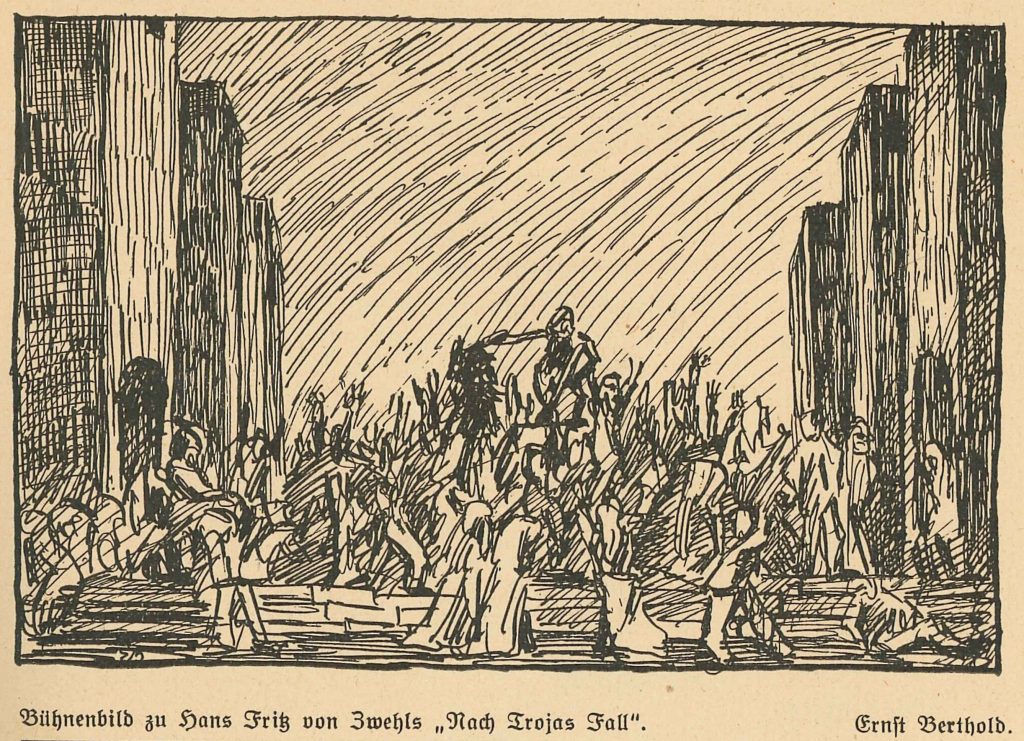 Bühnenbild zu H. F. von Zwehl, Nach Trojas Fall (Quelle Jahrbuch des Schlosspark-Theaters 1924)